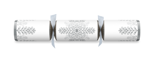 14" Winter Crystal Silver/White Foil Mixed Box Cracker x 25