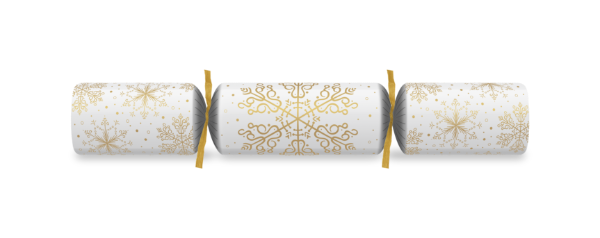 10" Snowflake Supreme Gold/White Mixed Box Cracker Xmas Quiz x 100