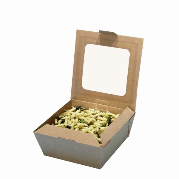 Medium Kraft Bioflute Mealbox with Window 6x6" x 260