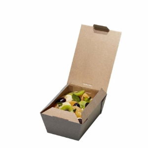 Small Kraft Bioflute Mealbox Hinged 6x4" x 450