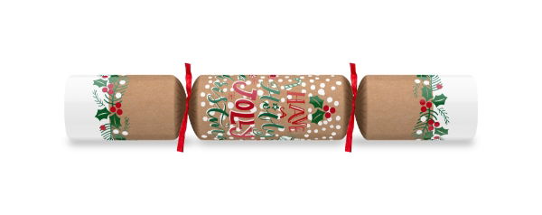 10" Holly Jolly Kraft Tct Mixed Box Cracker Xmas Quiz x 100