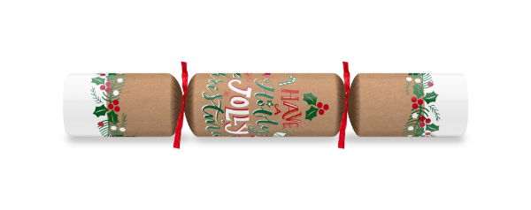 10" Holly Jolly Kraft Tct Mixed Box Cracker Xmas Quiz x 100