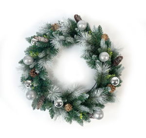Silver Bauble Pine Wreath - 60Cm (Each)