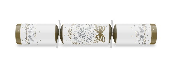 12" Traditional Christmas Gold/White Mixed Box Cracker Xmas Quiz x 50