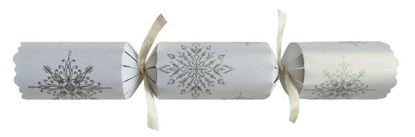 12" Snowflake Sparkle Silver W/B Mixed Box Cracker x 50