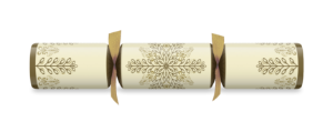 14" Winter Crystal Gold/Cream Foil Mixed Box Cracker x 25