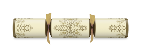 14" Winter Crystal Gold/Cream Foil Mixed Box Cracker x 25