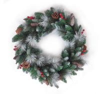 Frosted Pine Cone & Berry Wreath - 60Cm (Each)