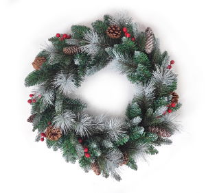 Frosted Pine Cone & Berry Wreath - 60Cm (Each)